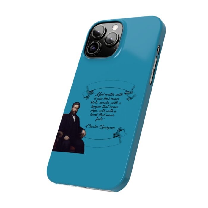 Spurgeon - God Writes with a Pen that Never Blots - Turquoise iPhone Slim Phone Case Options 63