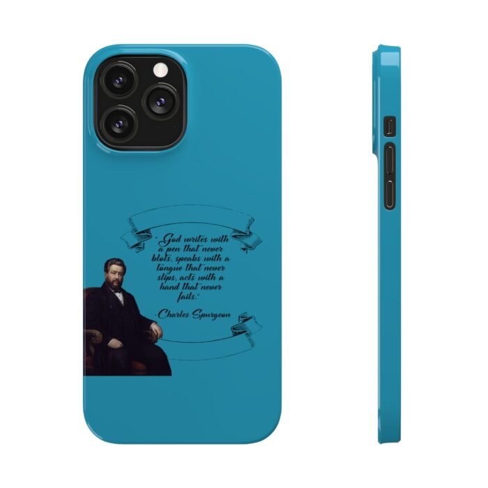 Spurgeon - God Writes with a Pen that Never Blots - Turquoise iPhone Slim Phone Case Options 61