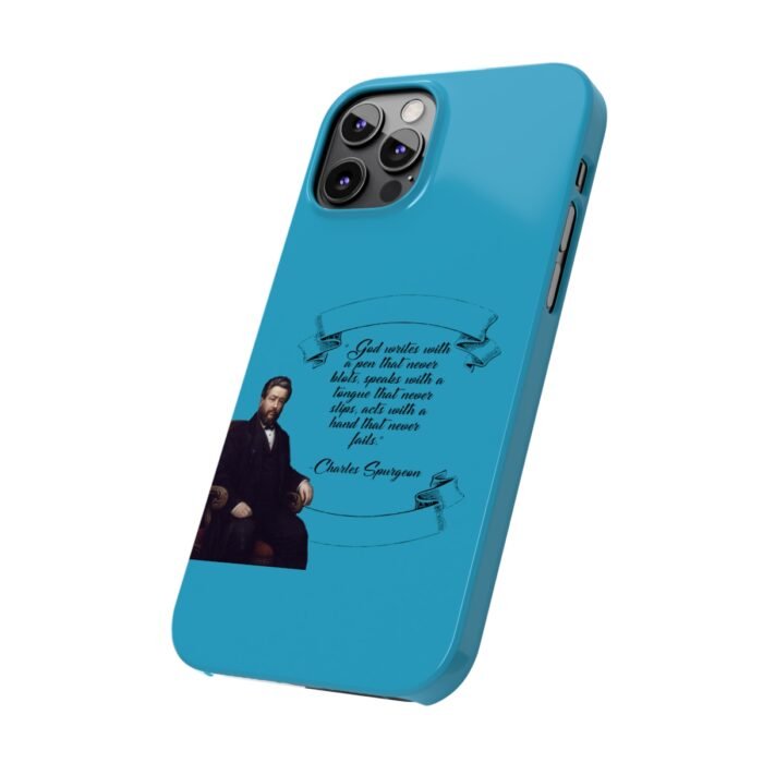 Spurgeon - God Writes with a Pen that Never Blots - Turquoise iPhone Slim Phone Case Options 7