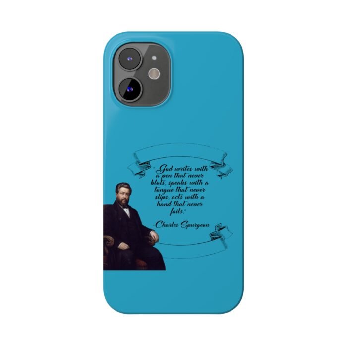Spurgeon - God Writes with a Pen that Never Blots - Turquoise iPhone Slim Phone Case Options 67