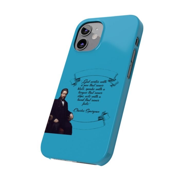 Spurgeon - God Writes with a Pen that Never Blots - Turquoise iPhone Slim Phone Case Options 68