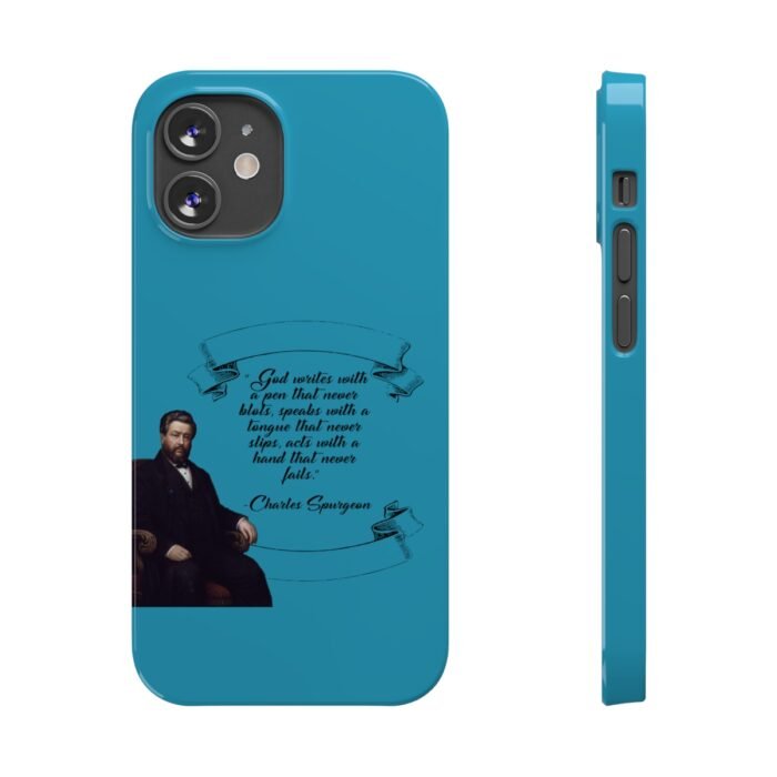 Spurgeon - God Writes with a Pen that Never Blots - Turquoise iPhone Slim Phone Case Options 66