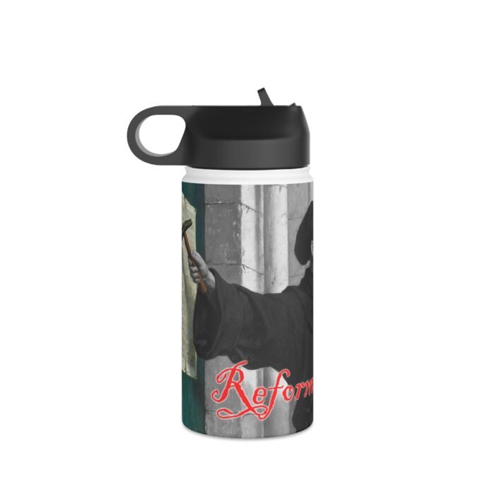 Reformation Day - Martin Luther - White Stainless Steel Water Bottle, Standard Lid 3
