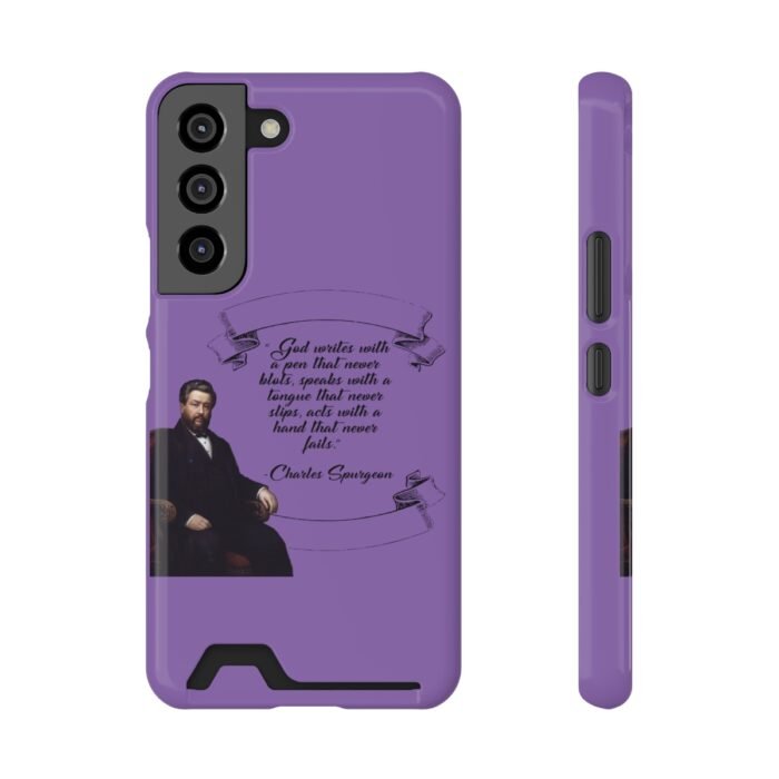 Spurgeon - God Writes with a Pen that Never Blots - Purple Samsung Galaxy S21- S22 Case with Card Holder 7