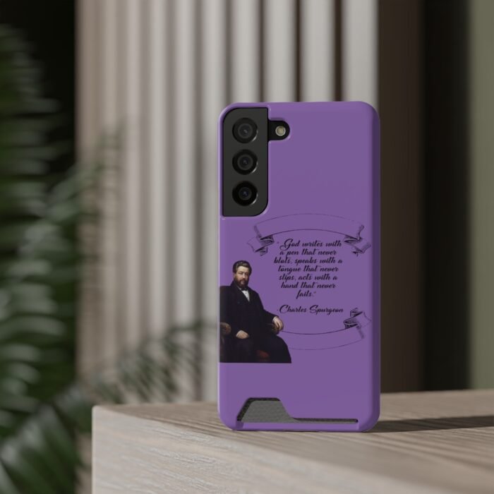 Spurgeon - God Writes with a Pen that Never Blots - Purple Samsung Galaxy S21- S22 Case with Card Holder 10