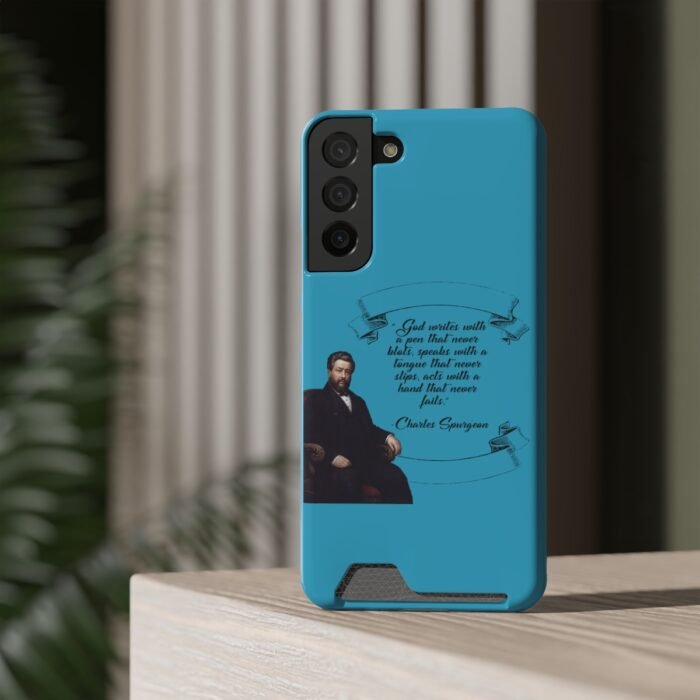 Spurgeon - God Writes with a Pen that Never Blots - Turquoise Samsung Galaxy S21- S22 Case with Card Holder 26