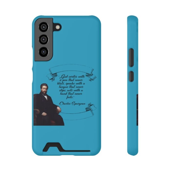 Spurgeon - God Writes with a Pen that Never Blots - Turquoise Samsung Galaxy S21- S22 Case with Card Holder 28