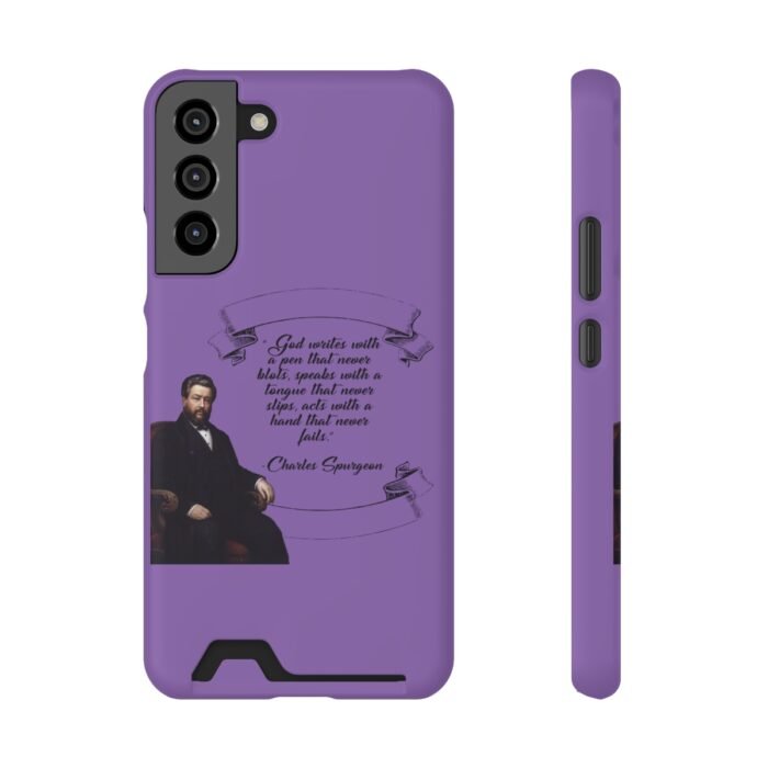 Spurgeon - God Writes with a Pen that Never Blots - Purple Samsung Galaxy S21- S22 Case with Card Holder 28