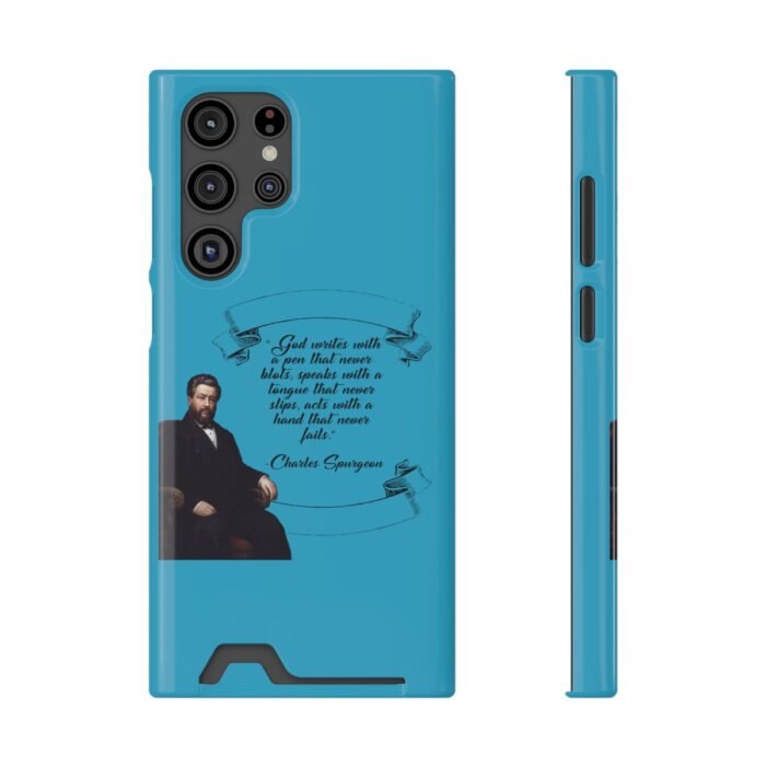 Spurgeon - God Writes with a Pen that Never Blots - Turquoise Samsung Galaxy S21- S22 Case with Card Holder 45
