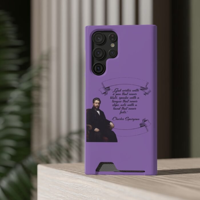 Spurgeon - God Writes with a Pen that Never Blots - Purple Samsung Galaxy S21- S22 Case with Card Holder 48