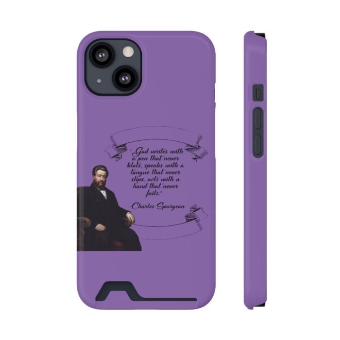 Spurgeon - God Writes with a Pen that Never Blots - Purple iPhone 13 Case with Card Holder 51