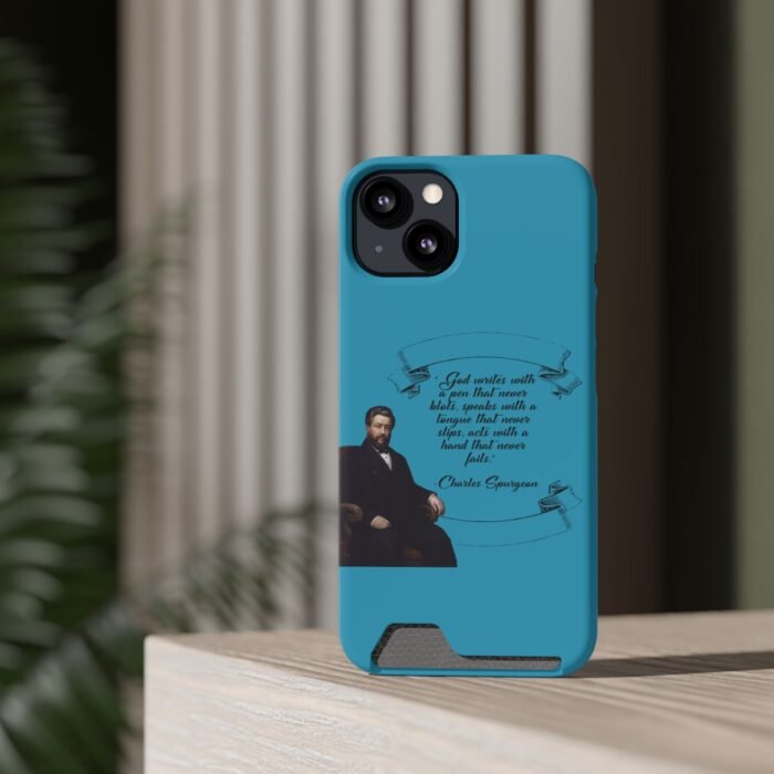 Spurgeon - God Writes with a Pen that Never Blots - Turquoise iPhone 13 Case with Card Holder 54