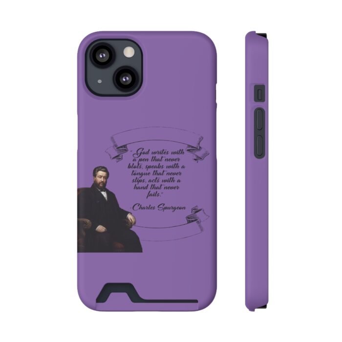 Spurgeon - God Writes with a Pen that Never Blots - Purple iPhone 13 Case with Card Holder 56