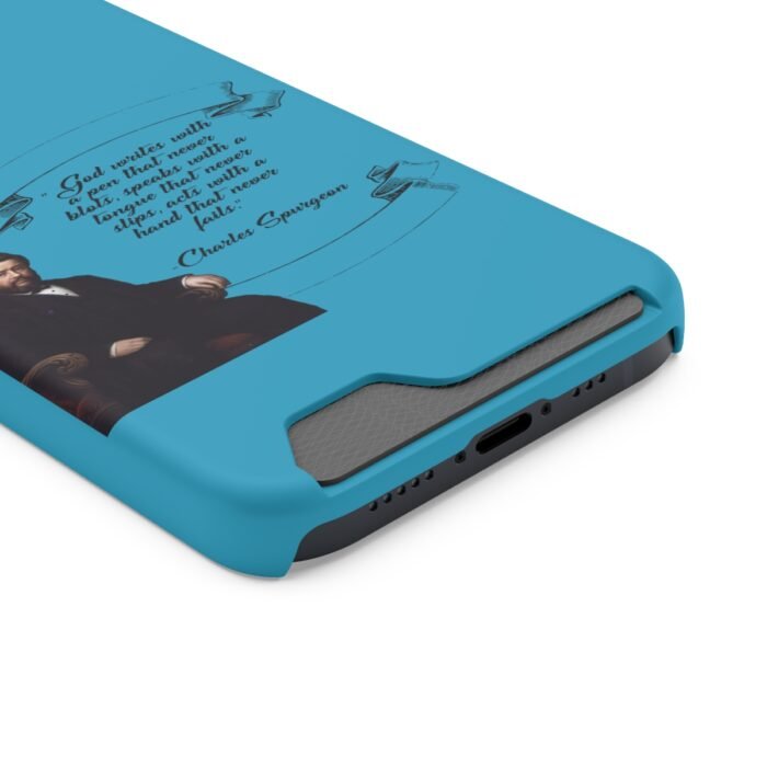 Spurgeon - God Writes with a Pen that Never Blots - Turquoise iPhone 13 Case with Card Holder 57