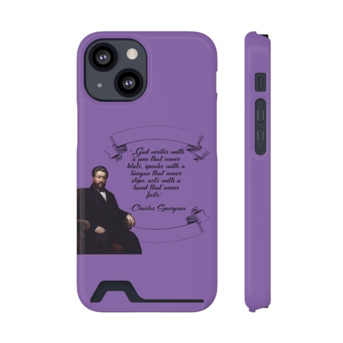 Spurgeon - God Writes with a Pen that Never Blots - Purple iPhone 13 Case with Card Holder 67