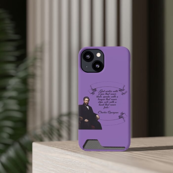 Spurgeon - God Writes with a Pen that Never Blots - Purple iPhone 13 Case with Card Holder 70