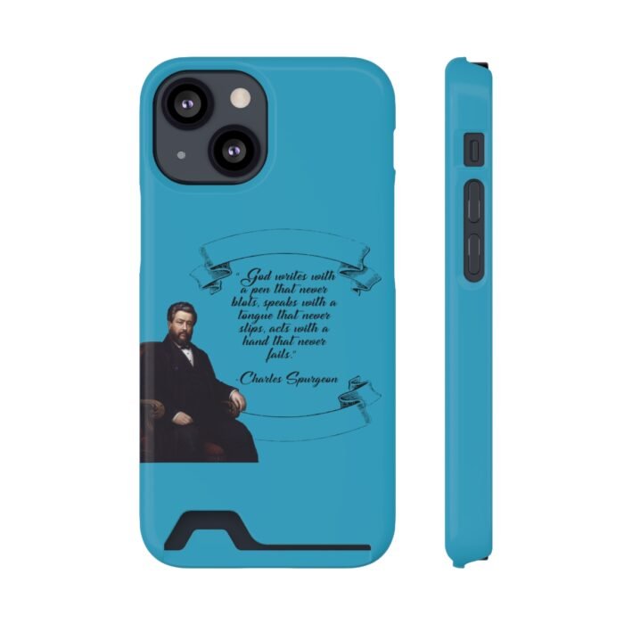 Spurgeon - God Writes with a Pen that Never Blots - Turquoise iPhone 13 Case with Card Holder 67