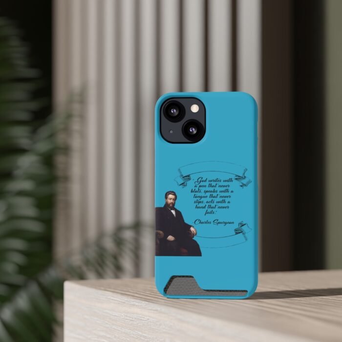 Spurgeon - God Writes with a Pen that Never Blots - Turquoise iPhone 13 Case with Card Holder 70