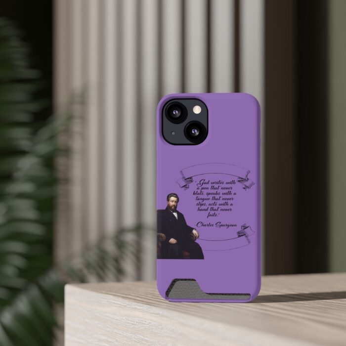 Spurgeon - God Writes with a Pen that Never Blots - Purple iPhone 13 Case with Card Holder 75
