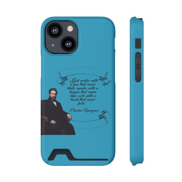 Spurgeon - God Writes with a Pen that Never Blots - Turquoise iPhone 13 Case with Card Holder 72