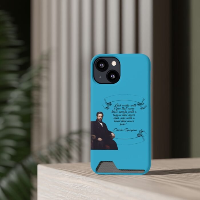Spurgeon - God Writes with a Pen that Never Blots - Turquoise iPhone 13 Case with Card Holder 75