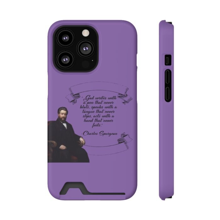 Spurgeon - God Writes with a Pen that Never Blots - Purple iPhone 13 Case with Card Holder 12