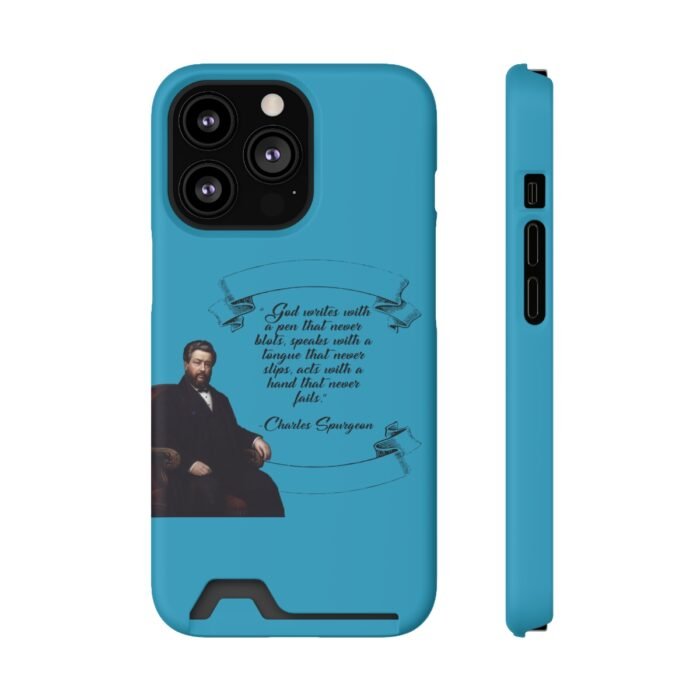 Spurgeon - God Writes with a Pen that Never Blots - Turquoise iPhone 13 Case with Card Holder 12