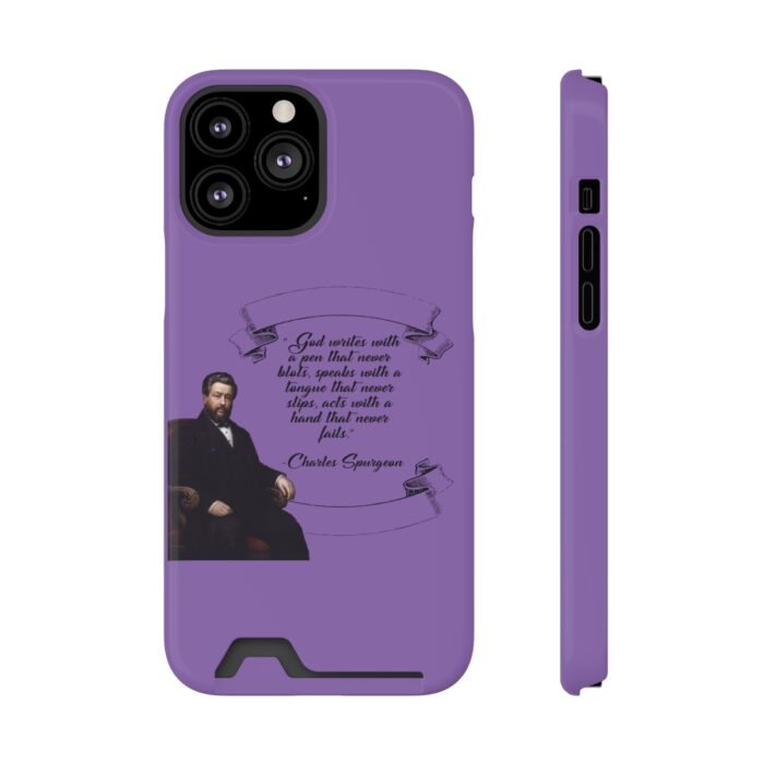 Spurgeon - God Writes with a Pen that Never Blots - Purple iPhone 13 Case with Card Holder 29