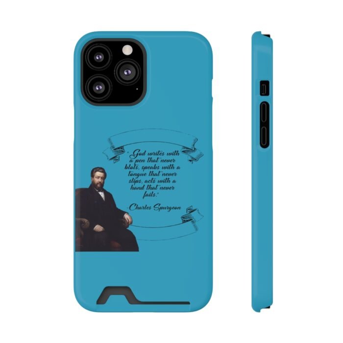 Spurgeon - God Writes with a Pen that Never Blots - Turquoise iPhone 13 Case with Card Holder 29