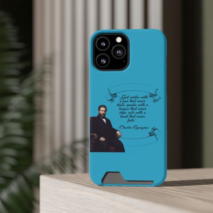 Spurgeon - God Writes with a Pen that Never Blots - Turquoise iPhone 13 Case with Card Holder 32