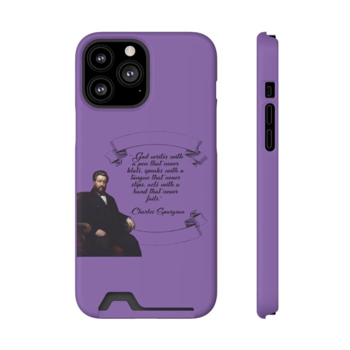 Spurgeon - God Writes with a Pen that Never Blots - Purple iPhone 13 Case with Card Holder 34