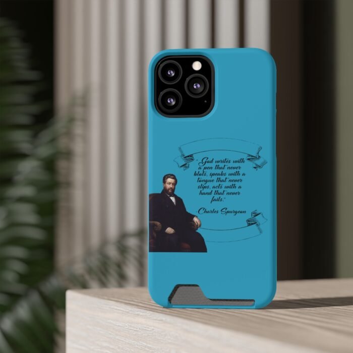 Spurgeon - God Writes with a Pen that Never Blots - Turquoise iPhone 13 Case with Card Holder 37