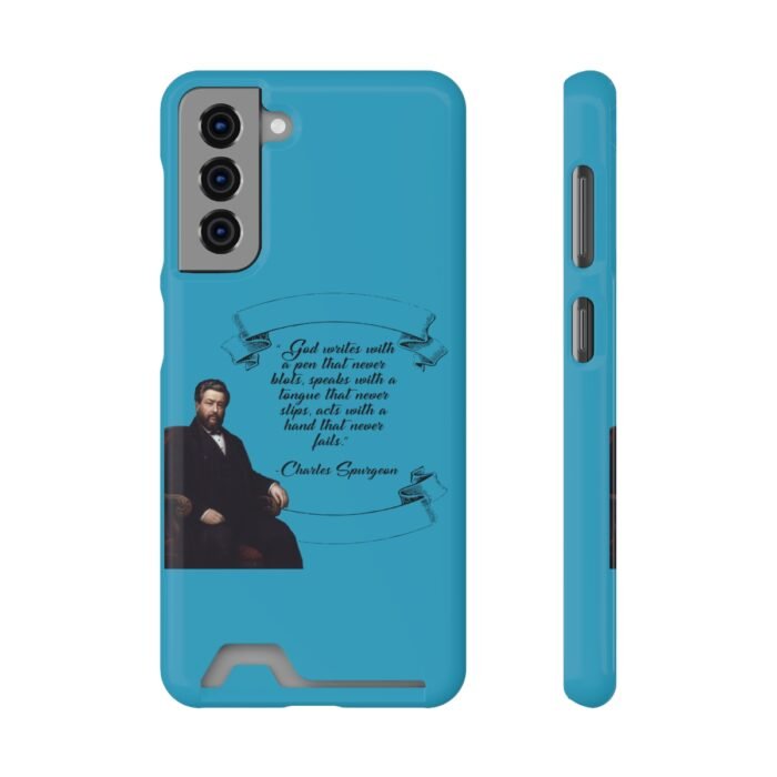 Spurgeon - God Writes with a Pen that Never Blots - Turquoise Samsung Galaxy S21- S22 Case with Card Holder 67