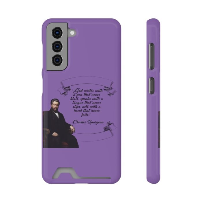 Spurgeon - God Writes with a Pen that Never Blots - Purple Samsung Galaxy S21- S22 Case with Card Holder 67
