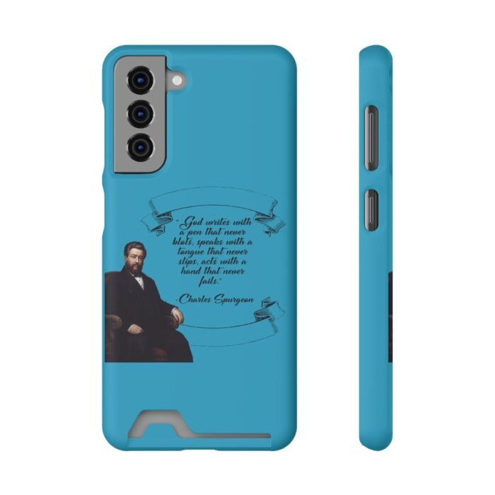 Spurgeon - God Writes with a Pen that Never Blots - Turquoise Samsung Galaxy S21- S22 Case with Card Holder 72