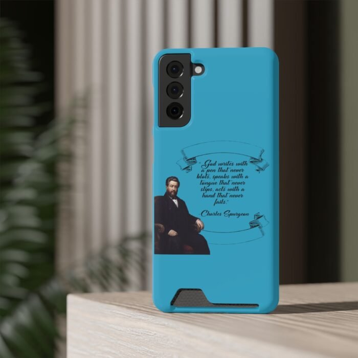 Spurgeon - God Writes with a Pen that Never Blots - Turquoise Samsung Galaxy S21- S22 Case with Card Holder 92