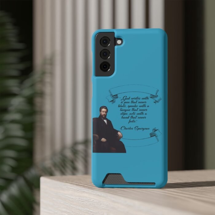 Spurgeon - God Writes with a Pen that Never Blots - Turquoise Samsung Galaxy S21- S22 Case with Card Holder 97