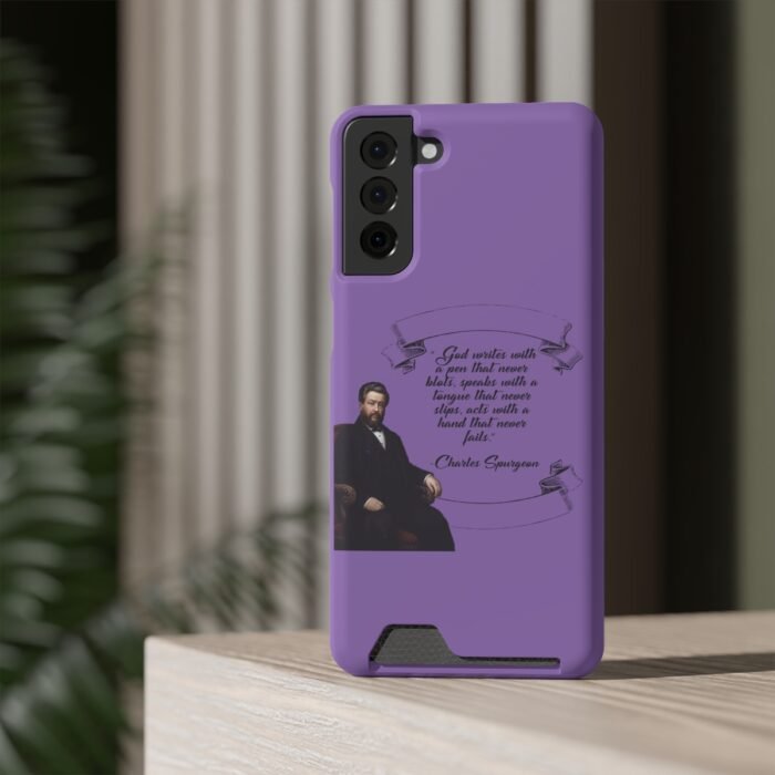 Spurgeon - God Writes with a Pen that Never Blots - Purple Samsung Galaxy S21- S22 Case with Card Holder 97