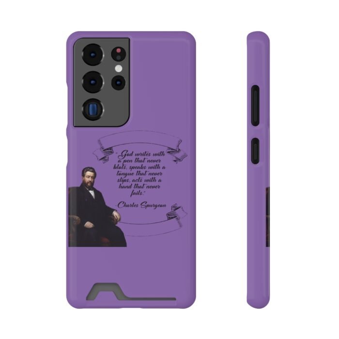 Spurgeon - God Writes with a Pen that Never Blots - Purple Samsung Galaxy S21- S22 Case with Card Holder 111