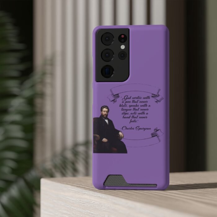 Spurgeon - God Writes with a Pen that Never Blots - Purple Samsung Galaxy S21- S22 Case with Card Holder 114