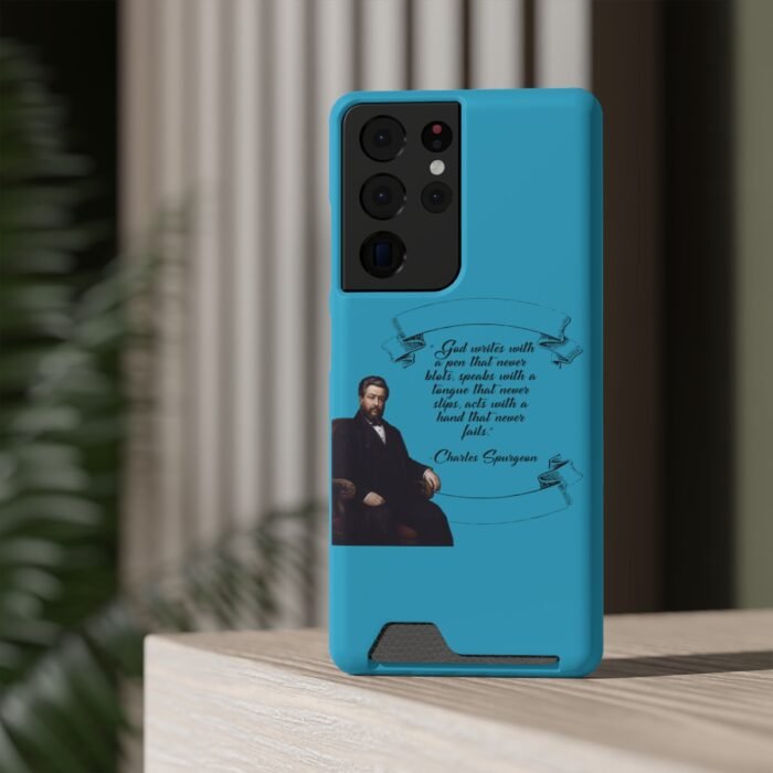 Spurgeon - God Writes with a Pen that Never Blots - Turquoise Samsung Galaxy S21- S22 Case with Card Holder 119