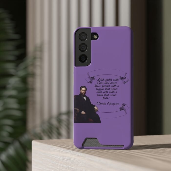 Spurgeon - God Writes with a Pen that Never Blots - Purple Samsung Galaxy S21- S22 Case with Card Holder 36