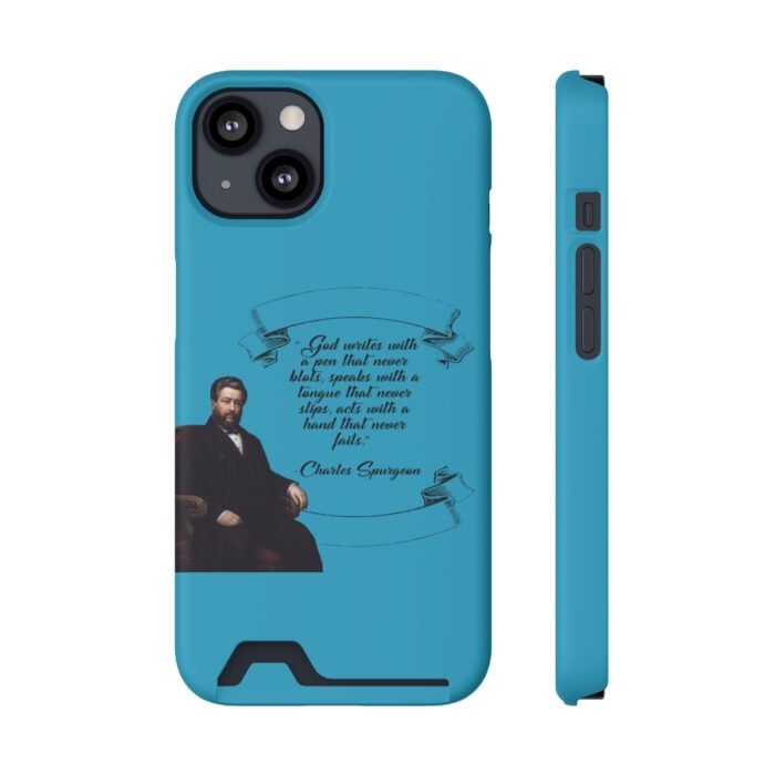 Spurgeon - God Writes with a Pen that Never Blots - Turquoise iPhone 13 Case with Card Holder 61