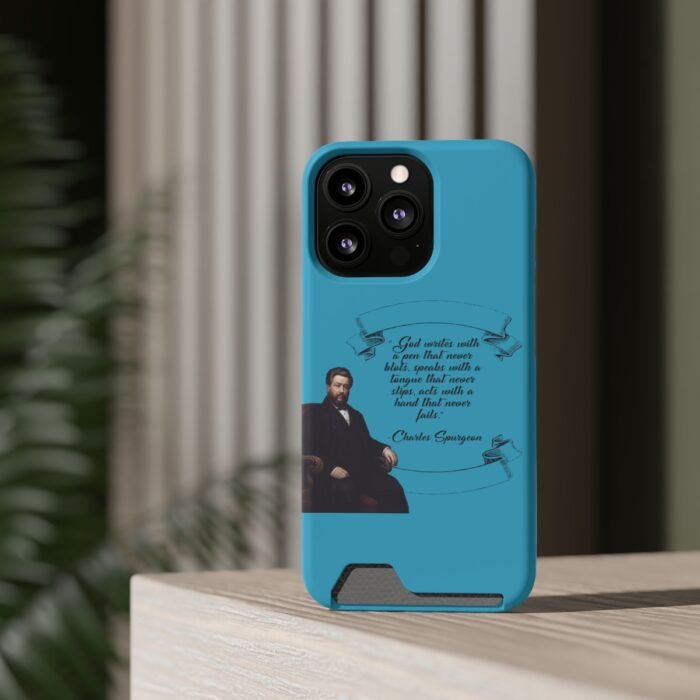 Spurgeon - God Writes with a Pen that Never Blots - Turquoise iPhone 13 Case with Card Holder 26
