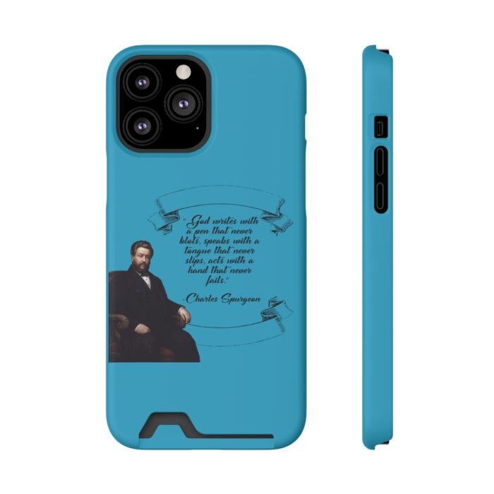 Spurgeon - God Writes with a Pen that Never Blots - Turquoise iPhone 13 Case with Card Holder 45