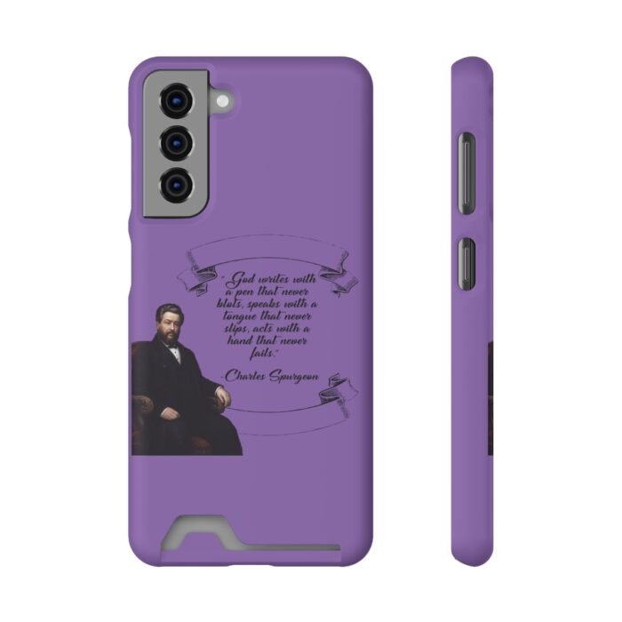 Spurgeon - God Writes with a Pen that Never Blots - Purple Samsung Galaxy S21- S22 Case with Card Holder 83