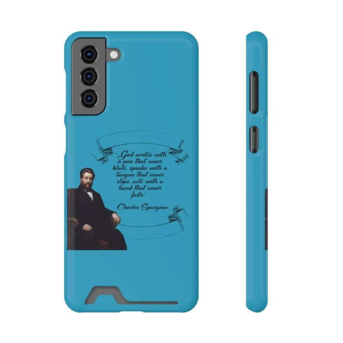 Spurgeon - God Writes with a Pen that Never Blots - Turquoise Samsung Galaxy S21- S22 Case with Card Holder 99