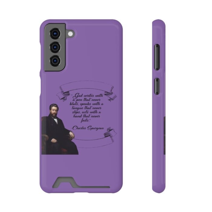 Spurgeon - God Writes with a Pen that Never Blots - Purple Samsung Galaxy S21- S22 Case with Card Holder 99
