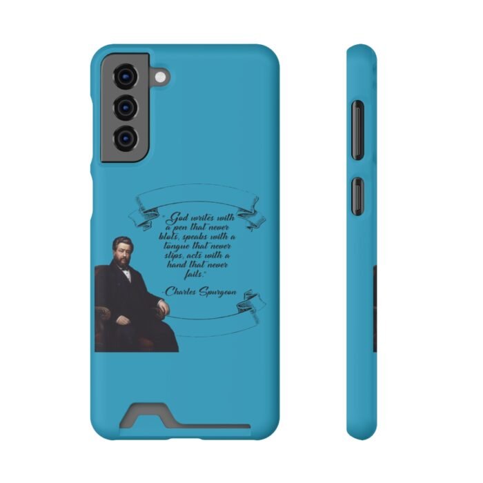 Spurgeon - God Writes with a Pen that Never Blots - Turquoise Samsung Galaxy S21- S22 Case with Card Holder 105