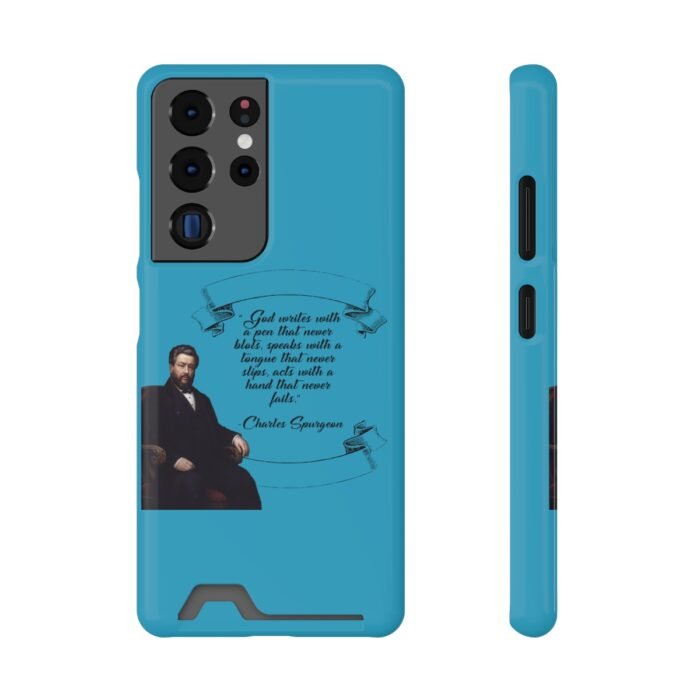 Spurgeon - God Writes with a Pen that Never Blots - Turquoise Samsung Galaxy S21- S22 Case with Card Holder 121